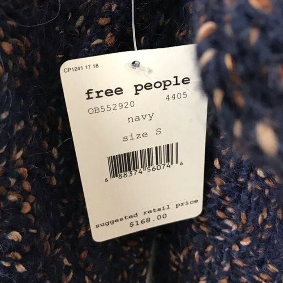 Free People Echo Blue Flecked Knit Oversized Turtleneck Pullover Sweater $168 NW - Picture 5 of 6